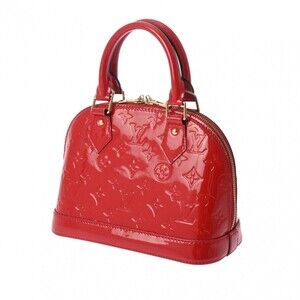 Louis Vuitton Red Alma Cerise Handbag Vernis Monogram